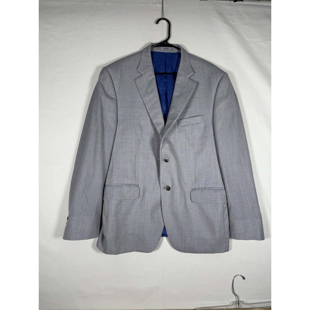 Peter Millar Blazer Mens 46 Gray Wool Blue Lining Two Button Sports Coat Preppy